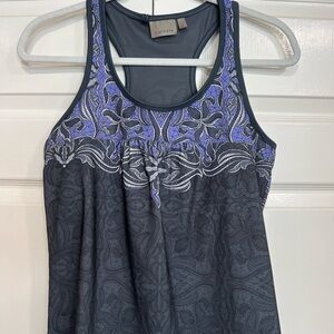 Athleta Gray Purple Patterned Racerback Athletic Tank Top Size Medium